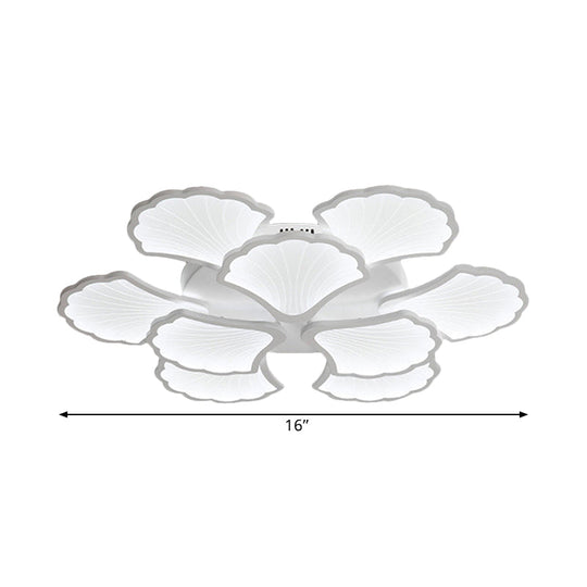 3/5/9-Light LED Flush Ceiling Light with Ginkgo Leaf Acrylic Shade - White Lighting Fixture in Warm/White/Natural Light - for Living Room