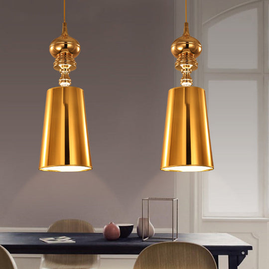 Sleek Metal Cone Pendulum Light With Simplicity Design Silver/Gold Finish 6/8/10 Wide Gold / 6