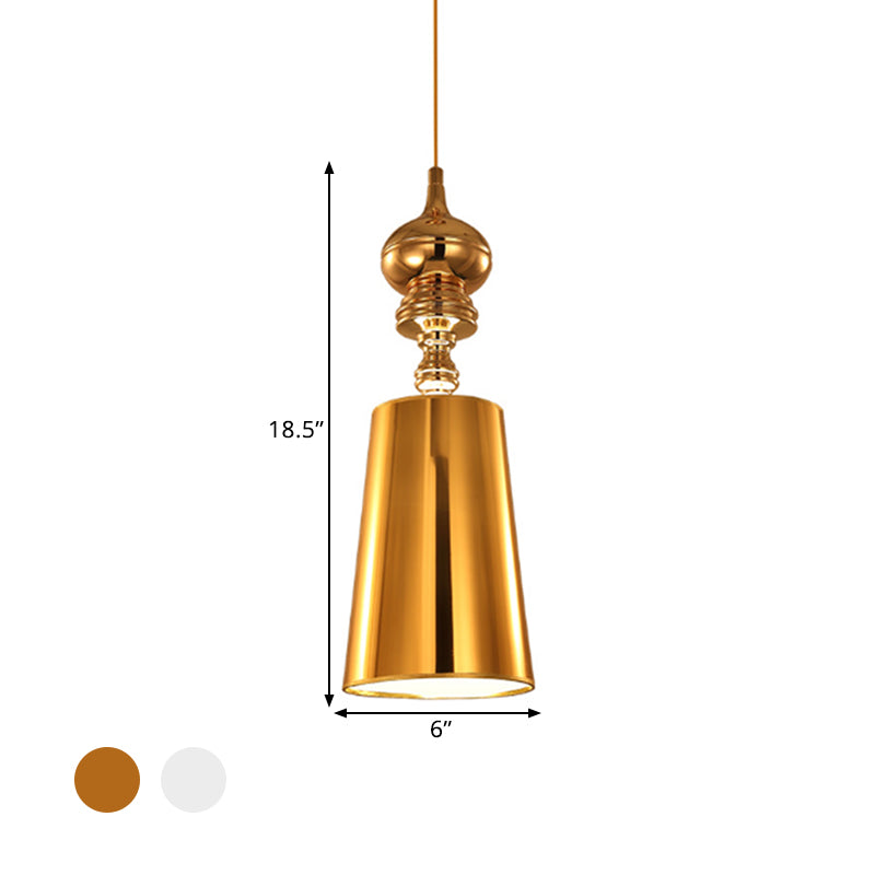 Sleek Metal Cone Pendulum Light With Simplicity Design Silver/Gold Finish 6/8/10 Wide