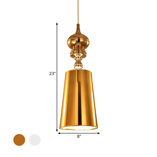 Sleek Metal Cone Pendulum Light With Simplicity Design Silver/Gold Finish 6/8/10 Wide