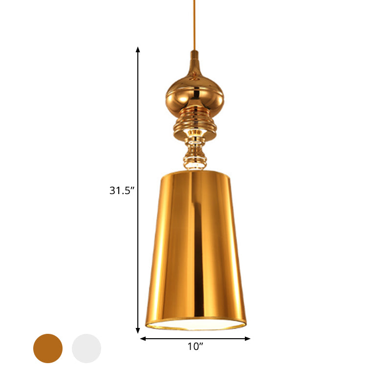 Sleek Metal Cone Pendulum Light With Simplicity Design Silver/Gold Finish 6/8/10 Wide