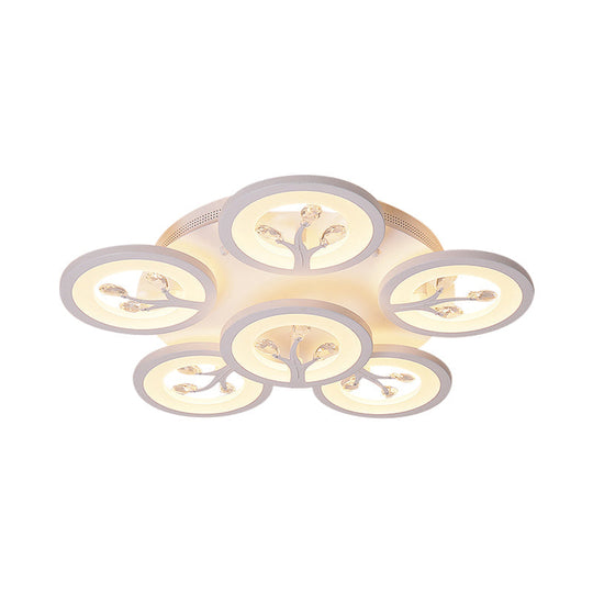 Modern Acrylic Tree Flush Mount Ceiling Light with LED and Crystal Accents - 3/6/9-Light Fixture in Warm/White/Natural Light