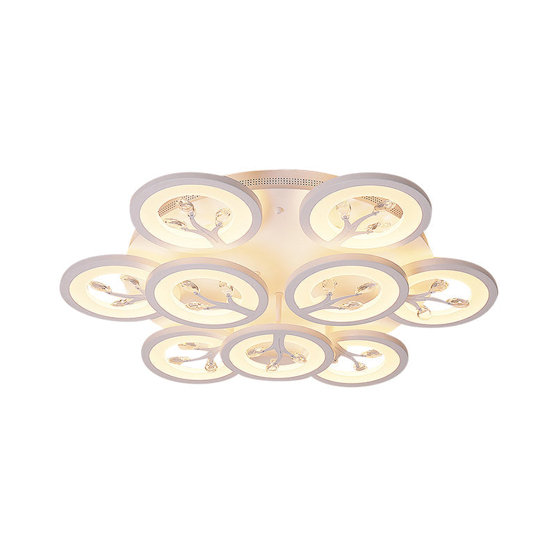 Modern Acrylic Tree Flush Mount Ceiling Light with LED and Crystal Accents - 3/6/9-Light Fixture in Warm/White/Natural Light