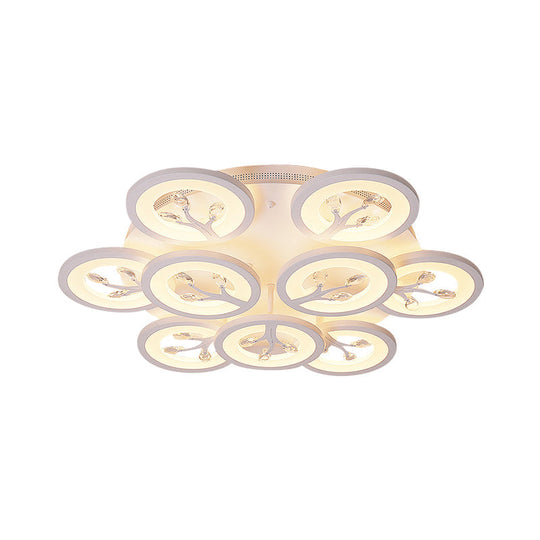 Modern Acrylic Tree Flush Mount Ceiling Light with LED and Crystal Accents - 3/6/9-Light Fixture in Warm/White/Natural Light