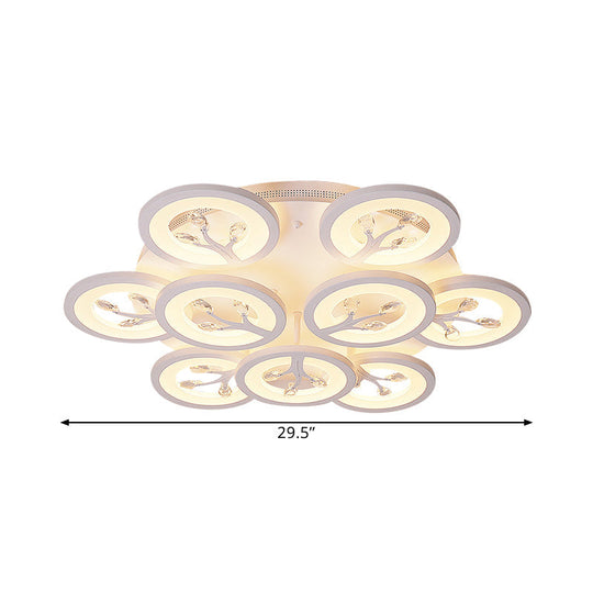 Modern Acrylic Tree Flush Mount Ceiling Light with LED and Crystal Accents - 3/6/9-Light Fixture in Warm/White/Natural Light