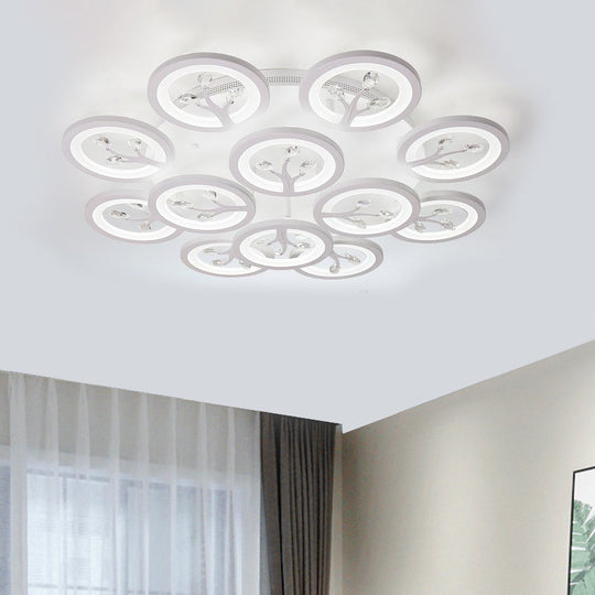 Modern Acrylic Tree Flush Mount Ceiling Light with LED and Crystal Accents - 3/6/9-Light Fixture in Warm/White/Natural Light