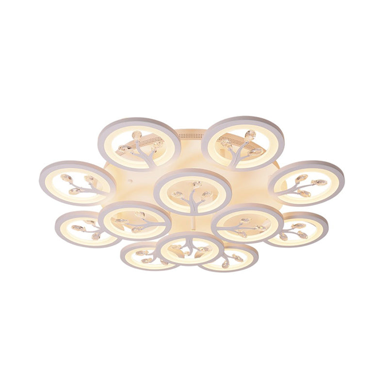 Modern Acrylic Tree Flush Mount Ceiling Light with LED and Crystal Accents - 3/6/9-Light Fixture in Warm/White/Natural Light