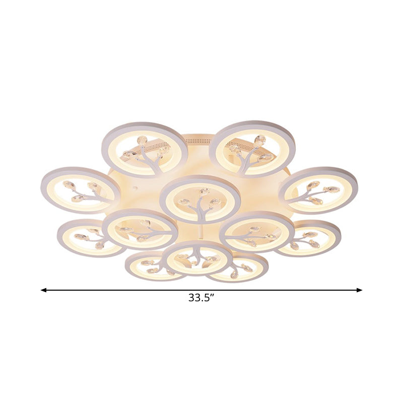 Modern Acrylic Tree Flush Mount Ceiling Light with LED and Crystal Accents - 3/6/9-Light Fixture in Warm/White/Natural Light