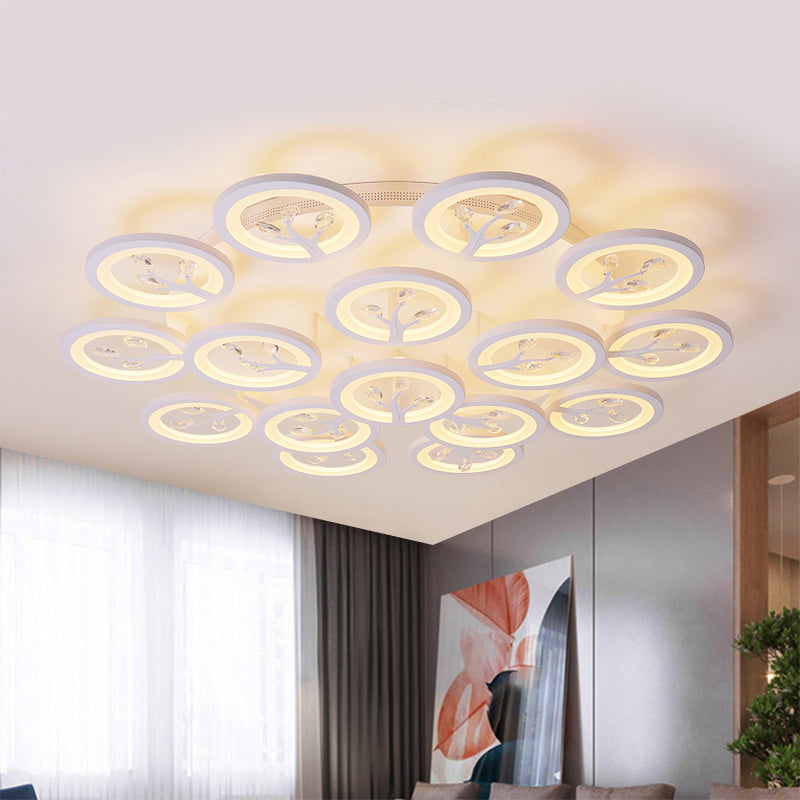 Modern Acrylic Tree Flush Mount Ceiling Light with LED and Crystal Accents - 3/6/9-Light Fixture in Warm/White/Natural Light