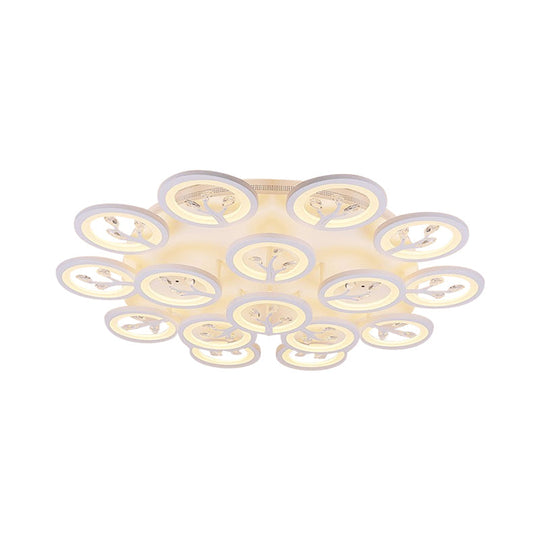 Modern Acrylic Tree Flush Mount Ceiling Light with LED and Crystal Accents - 3/6/9-Light Fixture in Warm/White/Natural Light