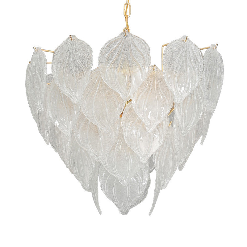 Gold Leaf Glass Pendant Chandelier - 1-Light Living Room Ceiling Fixture 16/23.5/31.5 Wide