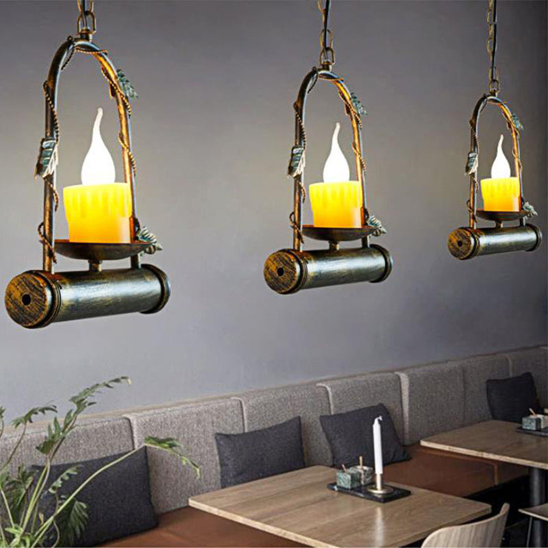 Rustic Aged Brass Arched Pendant Light For Lodge-Style Decor