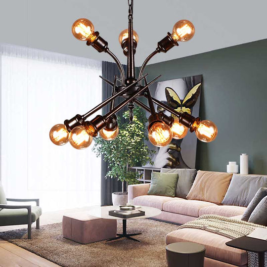 Sputnik Rust Finish Pendant Light - Loft Style Metallic Multi-Light Hanging Ceiling For The Bedroom