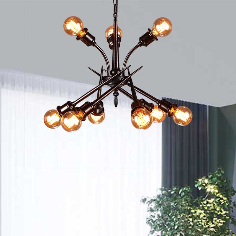 Sputnik Rust Finish Pendant Light - Loft Style Metallic Multi-Light Hanging Ceiling For The Bedroom