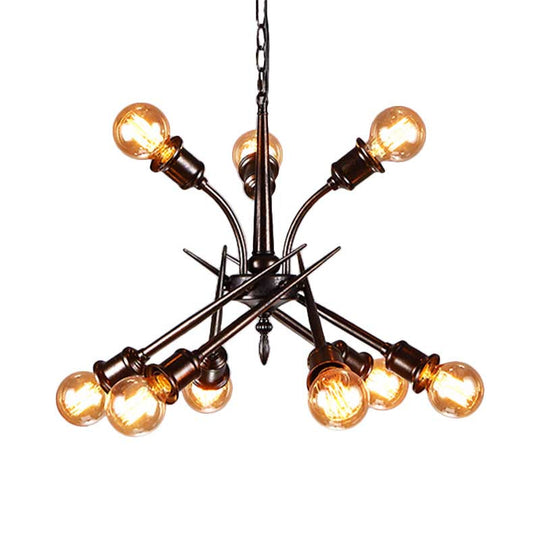 Sputnik Rust Finish Pendant Light - Loft Style Metallic Multi-Light Hanging Ceiling For The Bedroom