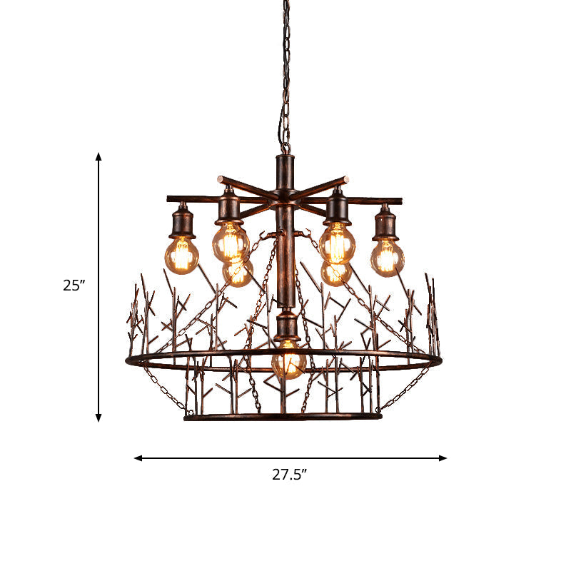 Sputnik Chandelier: Retro Loft Metal Pendant Light With 7 Open Bulbs And 39 Copper Chain