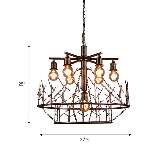 Sputnik Chandelier: Retro Loft Metal Pendant Light With 7 Open Bulbs And 39 Copper Chain