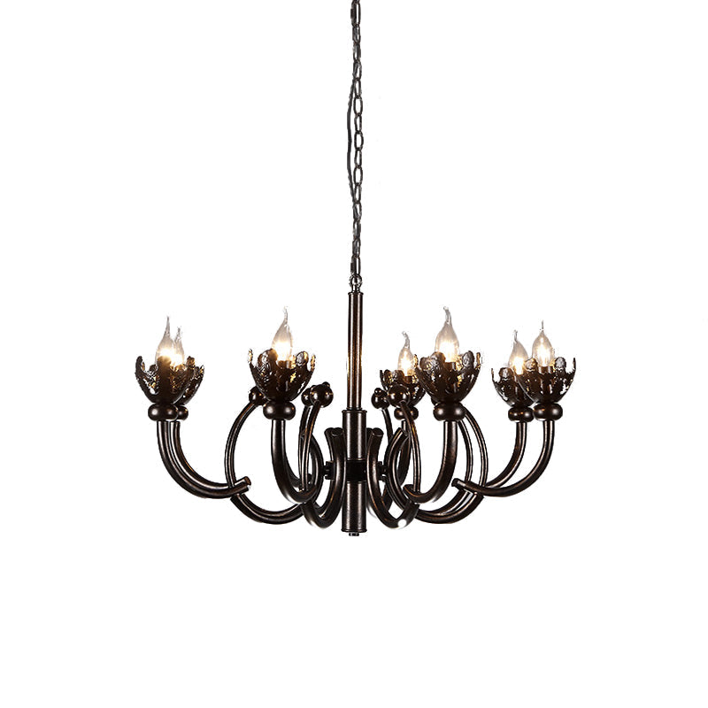 Adjustable Rustic 8-Light Chandelier With Industrial Candle Design