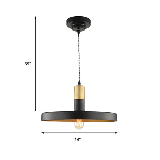 Contemporary Black Round Pendant Light With Metal Shade - Ideal For Dining Room Ceilings