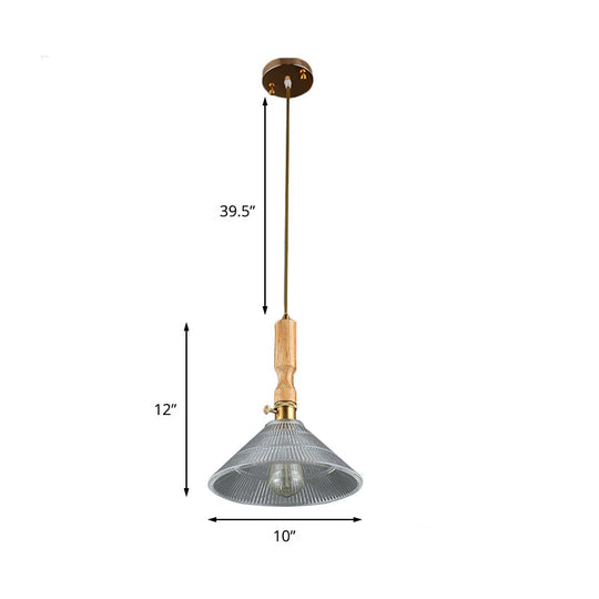 Contemporary Glass and Brass Pendant Light with Wood Accent for Dining Room