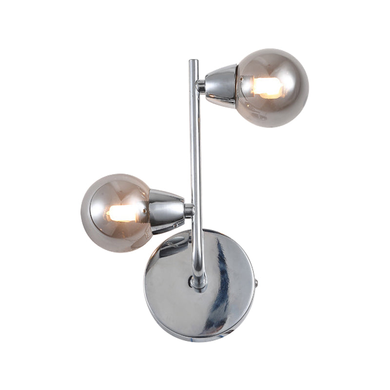 Vintage Style Ball Shaped Glass Wall Sconce Light With Chrome Finish - 2/4 Lights Ideal For Living