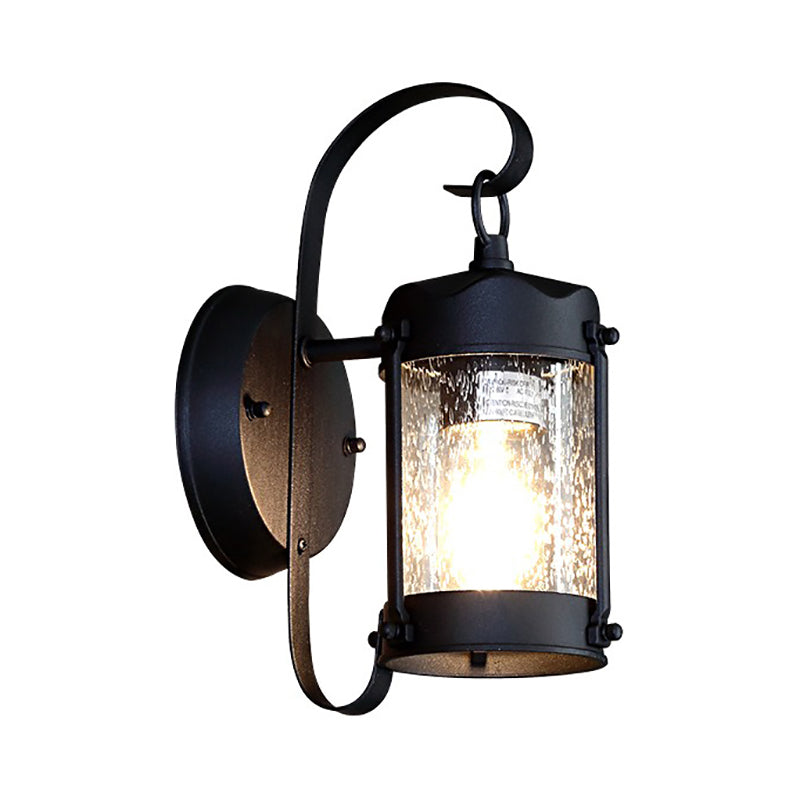 Traditional Single Bulb Seeded Glass Wall Hanging Outdoor Sconce Lamp