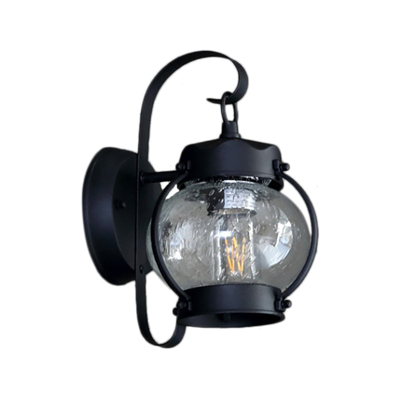 Traditional Single Bulb Seeded Glass Wall Hanging Outdoor Sconce Lamp