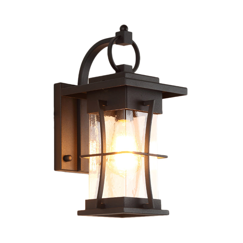 Rustic Clear Glass Wall Light With Textured Shade For Porch Sconce