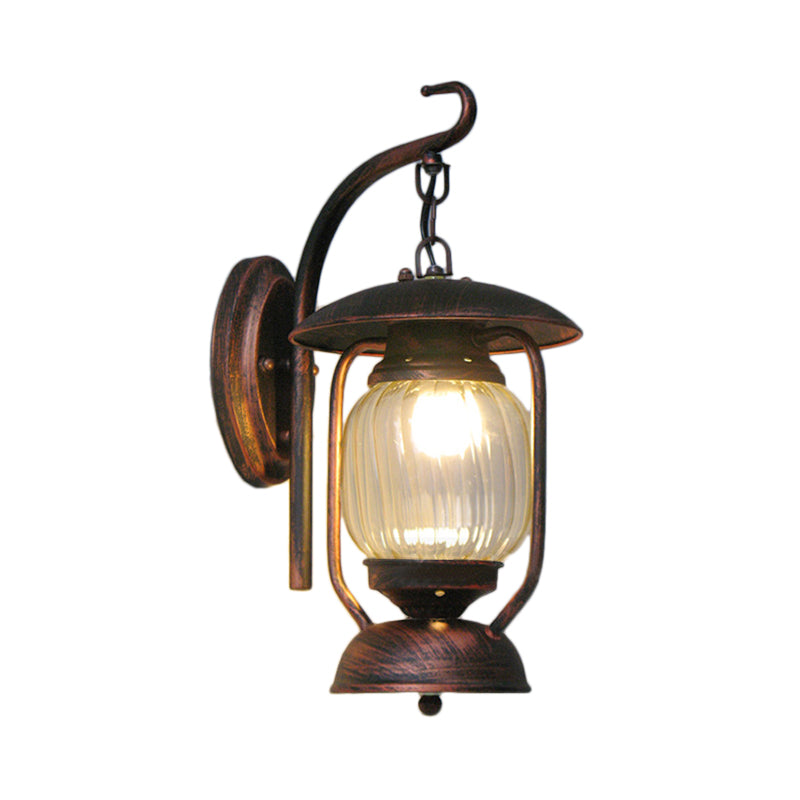 Coastal Ribbed Glass Kerosene Wall Light: Stylish Clear Sconce Lamp