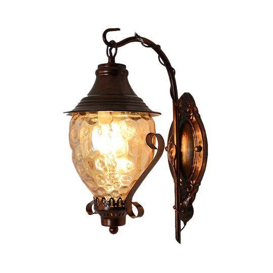 Black Dimpled Glass Wall Sconce With Acorn 1-Light For Industrial Living Room