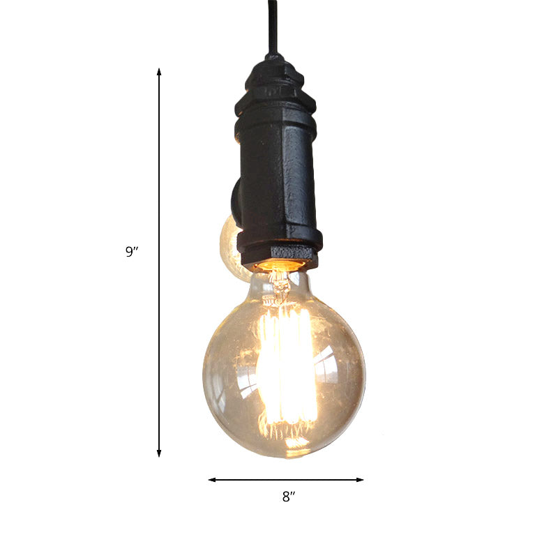 Industrial Black Metal Chandelier Light: Stylish 2-Light Exposed Hanging Lamp For Living Room