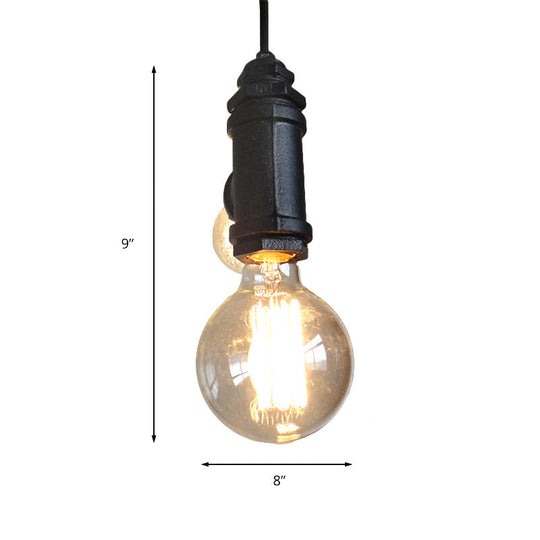 Industrial Black Metal Chandelier Light: Stylish 2-Light Exposed Hanging Lamp For Living Room