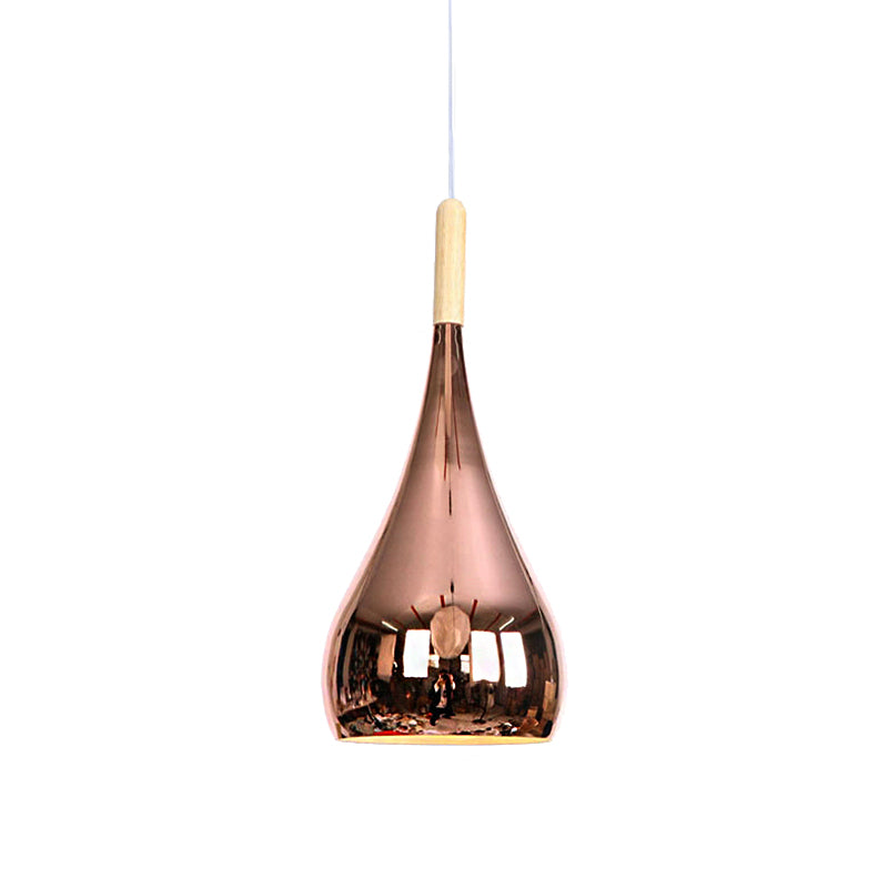 Teardrop Hanging Light Fixture Contemporary Chrome/Rose Gold Metal Pendant Ceiling Light for Kitchen