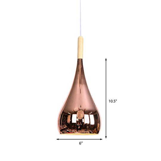 Contemporary Chrome/Rose Gold Teardrop Pendant Ceiling Light With Hanging Fixture - Ideal For