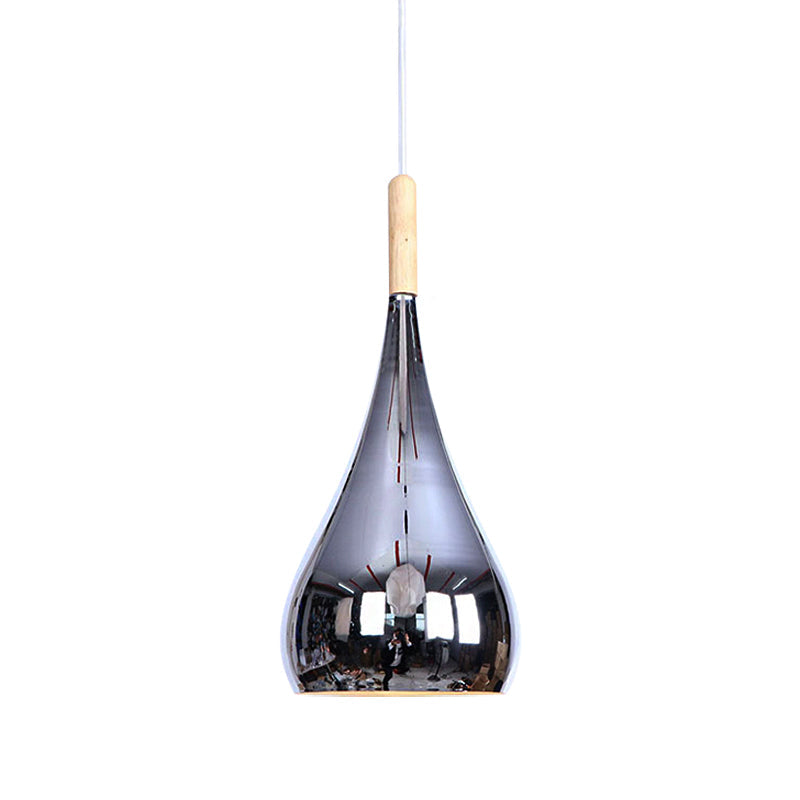 Contemporary Chrome/Rose Gold Teardrop Pendant Ceiling Light With Hanging Fixture - Ideal For