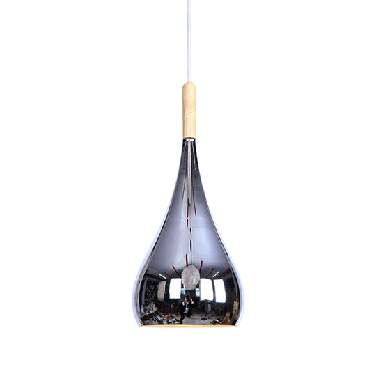 Contemporary Chrome/Rose Gold Teardrop Pendant Ceiling Light With Hanging Fixture - Ideal For