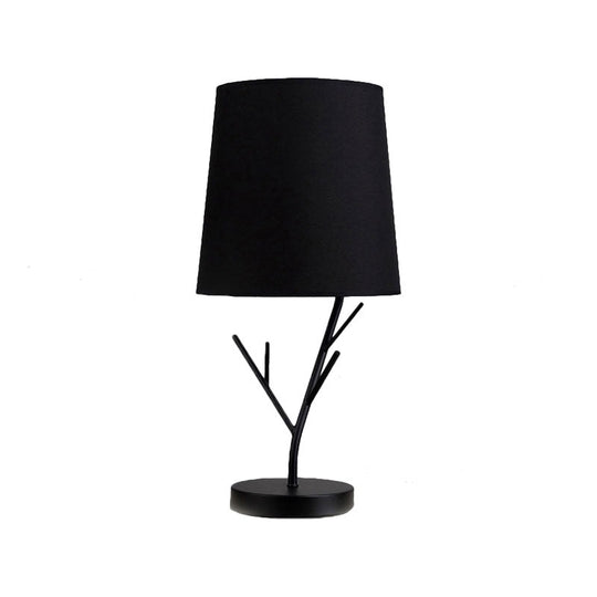 Modern Tapered Task Light: 1-Light Reading Book Light In White/Black With Branch Base