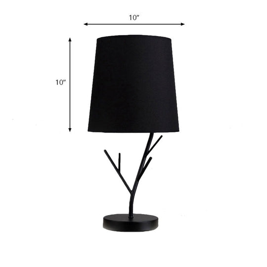 Modern Tapered Task Light: 1-Light Reading Book Light In White/Black With Branch Base