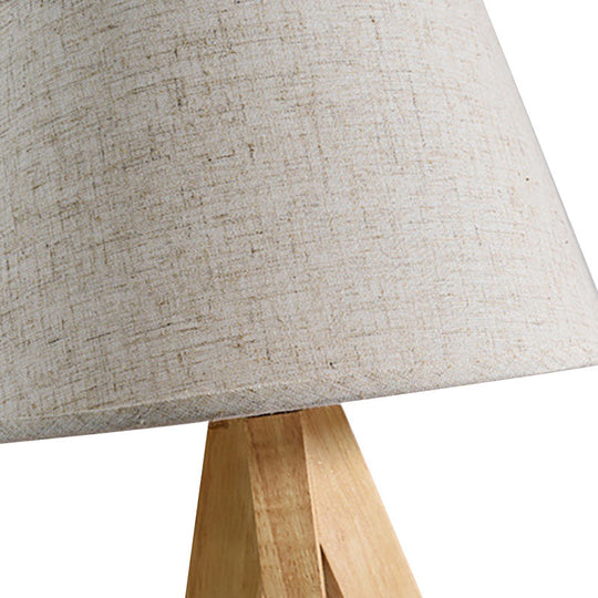 Modern White Tapered Study Lamp With Led Reading Light And Wooden Tripod