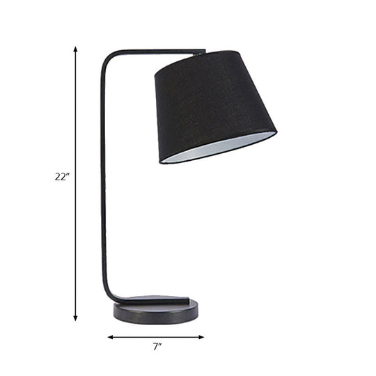 Contemporary Led Desk Lamp - Fabric Tapered Reading Book Light In White/Black With Metal Base