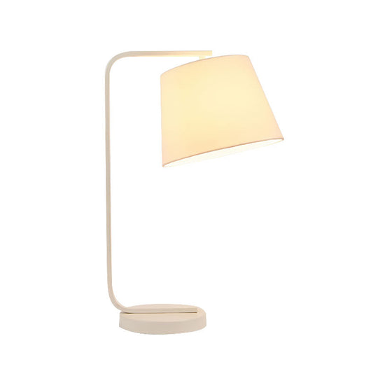 Contemporary Led Desk Lamp - Fabric Tapered Reading Book Light In White/Black With Metal Base