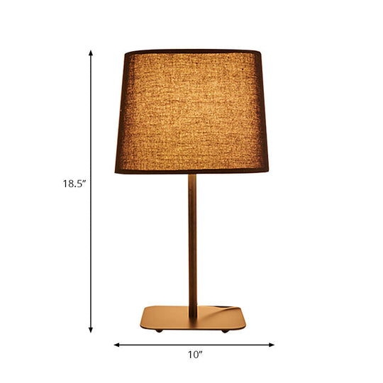 Modern Geometric Led Bedside Reading Light In Black/Beige - Stylish Fabric Task Lighting