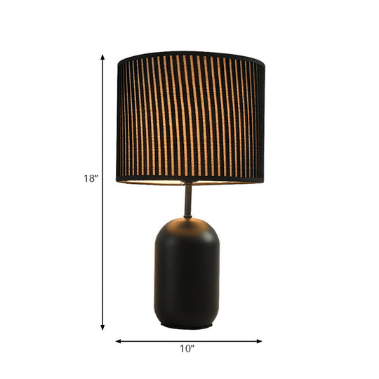 Modern White/Black Drum Study Lamp With Led Reading Light For Bedroom