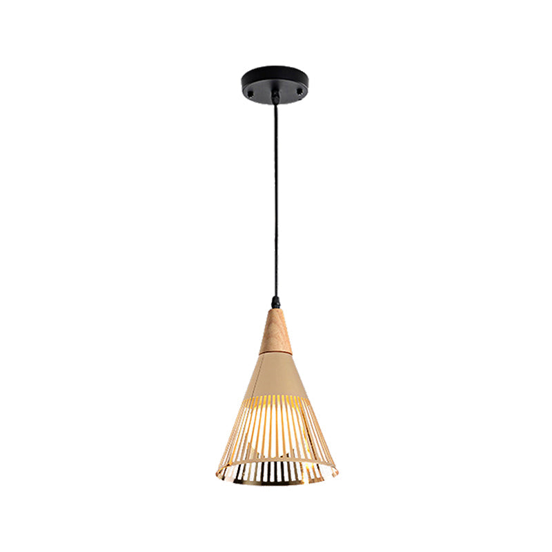 Metallic Cone Ceiling Light: Contemporary 1-Light Pendant in Black/Gold/White with Cage Shade