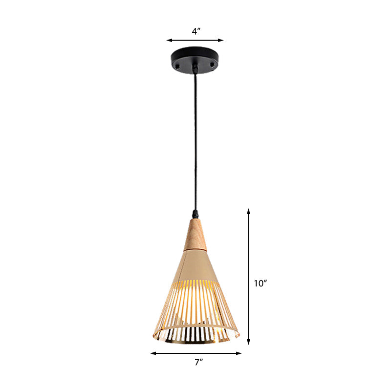 Metallic Cone Ceiling Light: Contemporary 1-Light Pendant in Black/Gold/White with Cage Shade