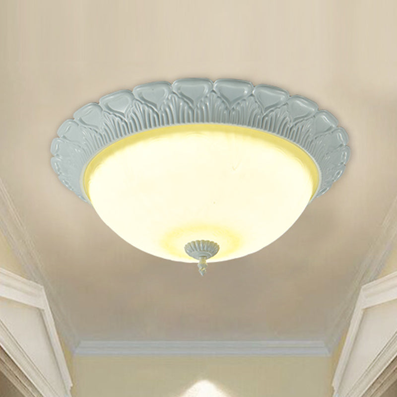 Classic Opaline Glass Led Flush Lamp Ceiling Fixture - White 16/20.5 Wide With Warm/White Light / 16