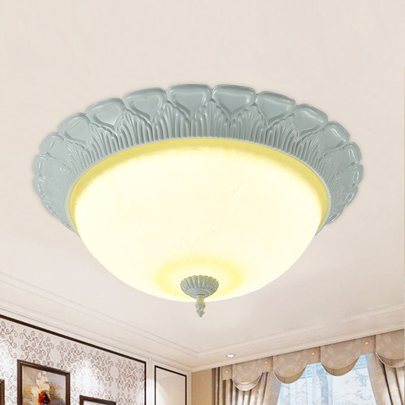 Classic Opaline Glass LED Flush Lamp Ceiling Fixture - White, 16"/20.5" Wide with Warm/White Light