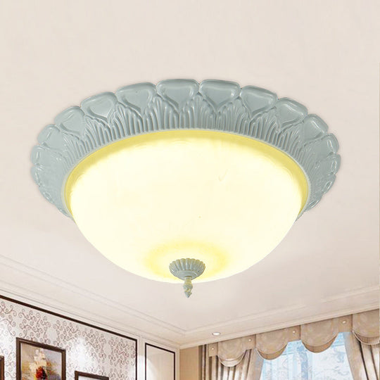 Classic Opaline Glass LED Flush Lamp Ceiling Fixture - White, 16"/20.5" Wide with Warm/White Light