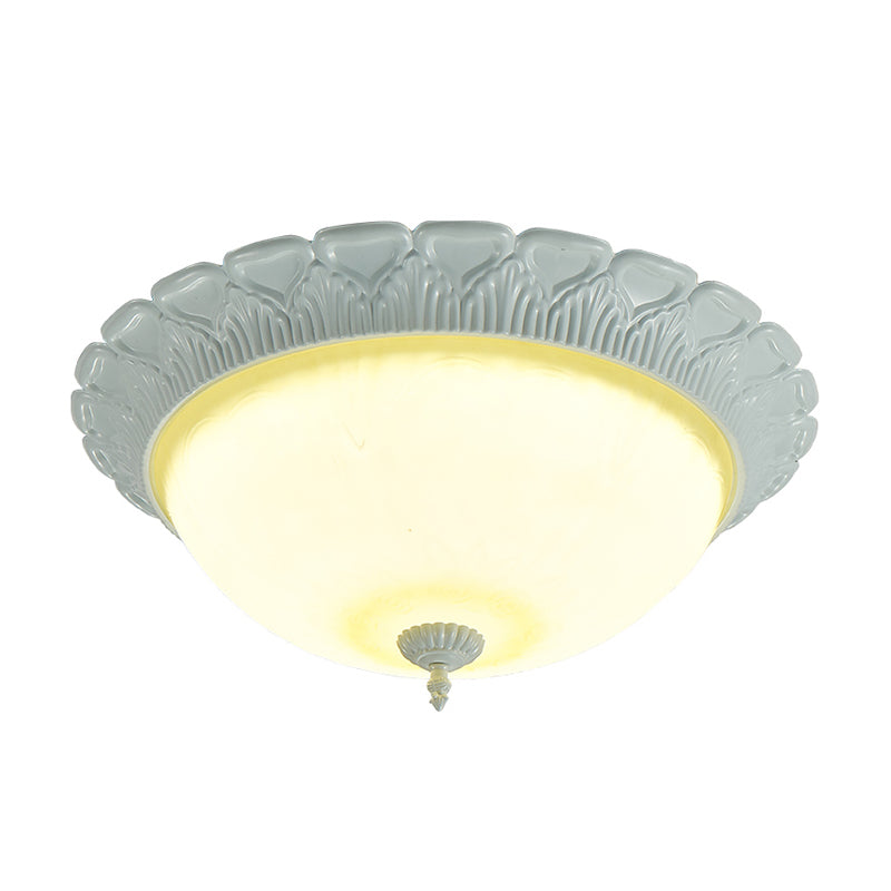 Classic Opaline Glass LED Flush Lamp Ceiling Fixture - White, 16"/20.5" Wide with Warm/White Light