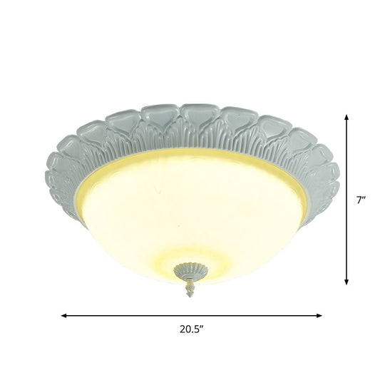 Classic Opaline Glass LED Flush Lamp Ceiling Fixture - White, 16"/20.5" Wide with Warm/White Light